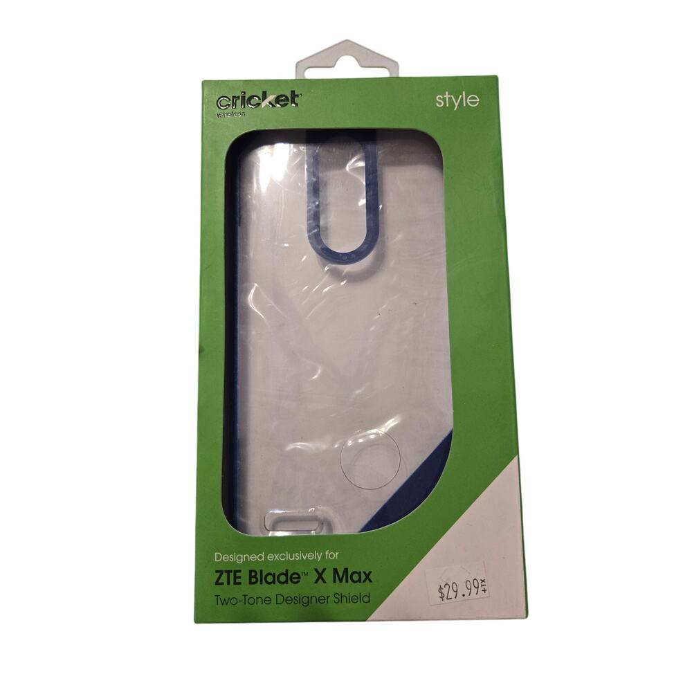 ZTE Blade X Max phone case clear with blue lining - cricket